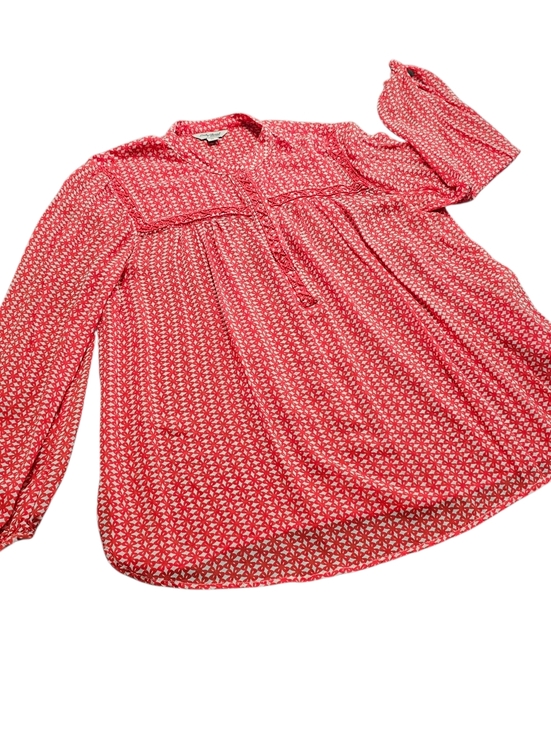 Lucky Brand Tops - Lucky Brand Sheer Beaded Boho Peasant Blouse Orange Flowy Loose Womens Medium